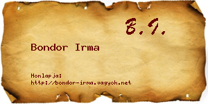Bondor Irma névjegykártya
