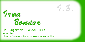 irma bondor business card